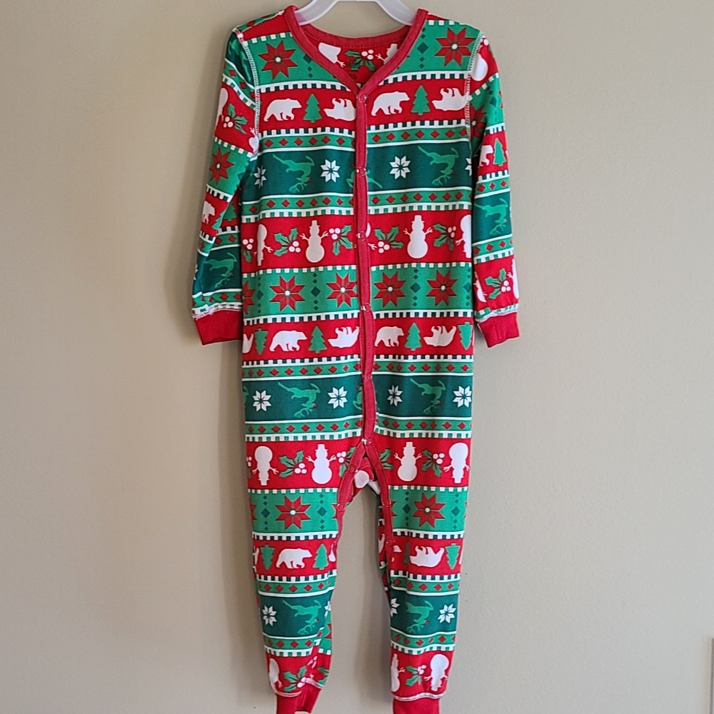 Holiday pattern one piece footless sleeper/footie with trap door